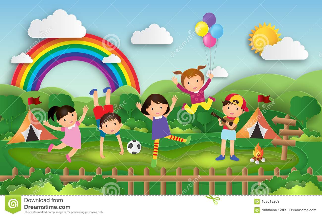 иллюстрация образования летнего лагеря детей при дети делая 108613209